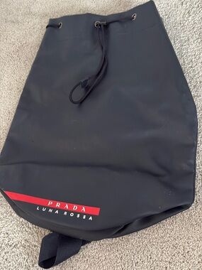 Prada Luna Rossa Navy Blue Drawstring Shoulder/Duffle Bag
